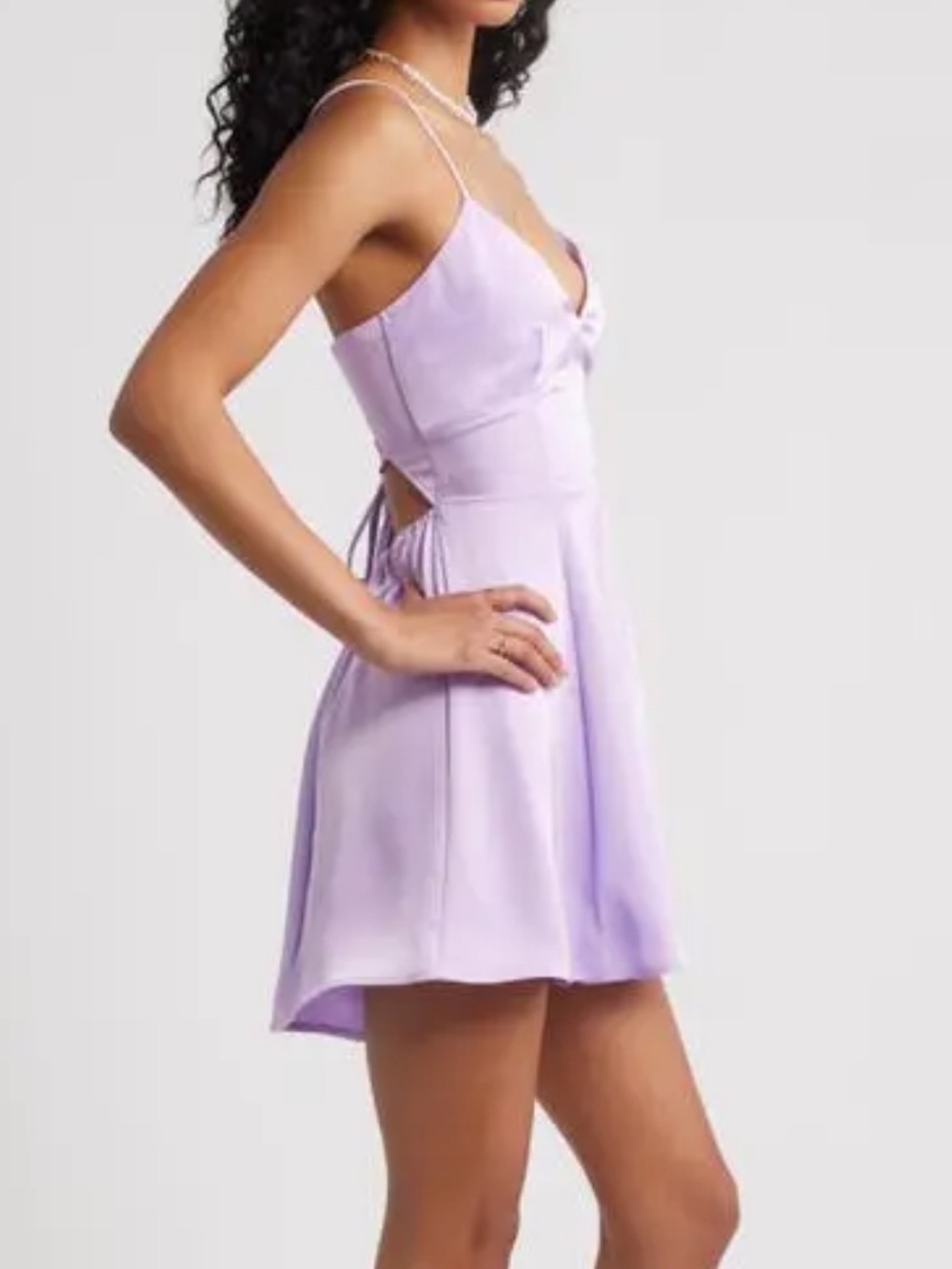 NWT BP Satin Lace Up Minidress in Lilac Purple XXS - Picture 8 of 10